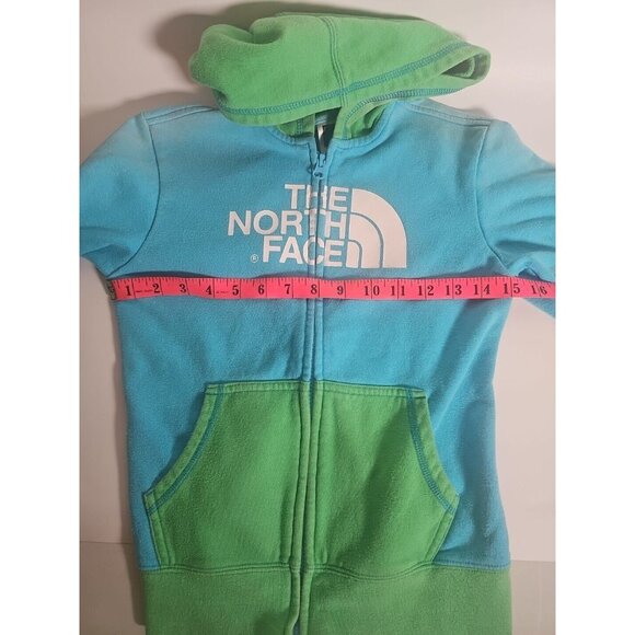 The North Face Youth Size Medium Full Zip Sweatshirt Hoodie Green And Blue - Picture 4 of 6